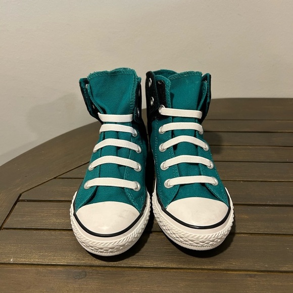 {Converse} Custom Chuck Taylor All Star Teal High-Top Sneakers - Picture 2 of 6